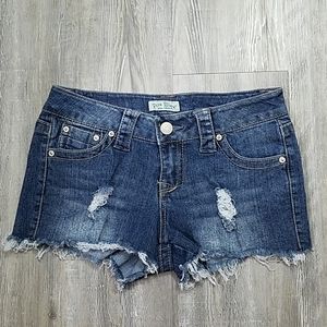 Paris Blue Distressed Jean Shorts